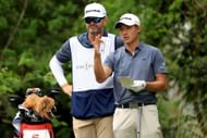 Jonathan Jakovac with Dustin Johnson